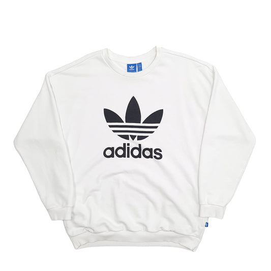 Mens White Adidas Spellout Crewneck Jumper