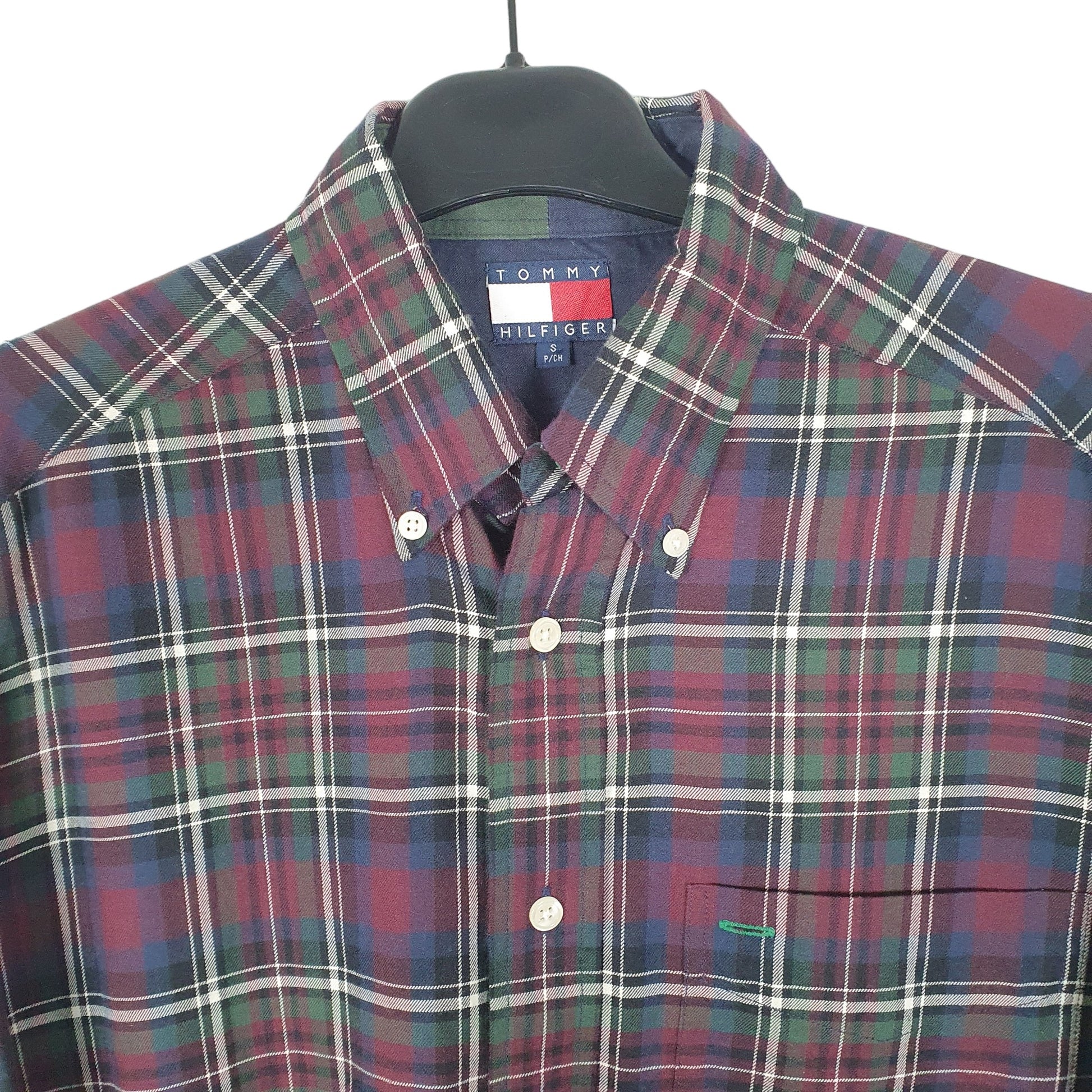 Tommy Hilfiger Flannel Overshirt Long Sleeve Regular Fit Check Shirt Burgundy