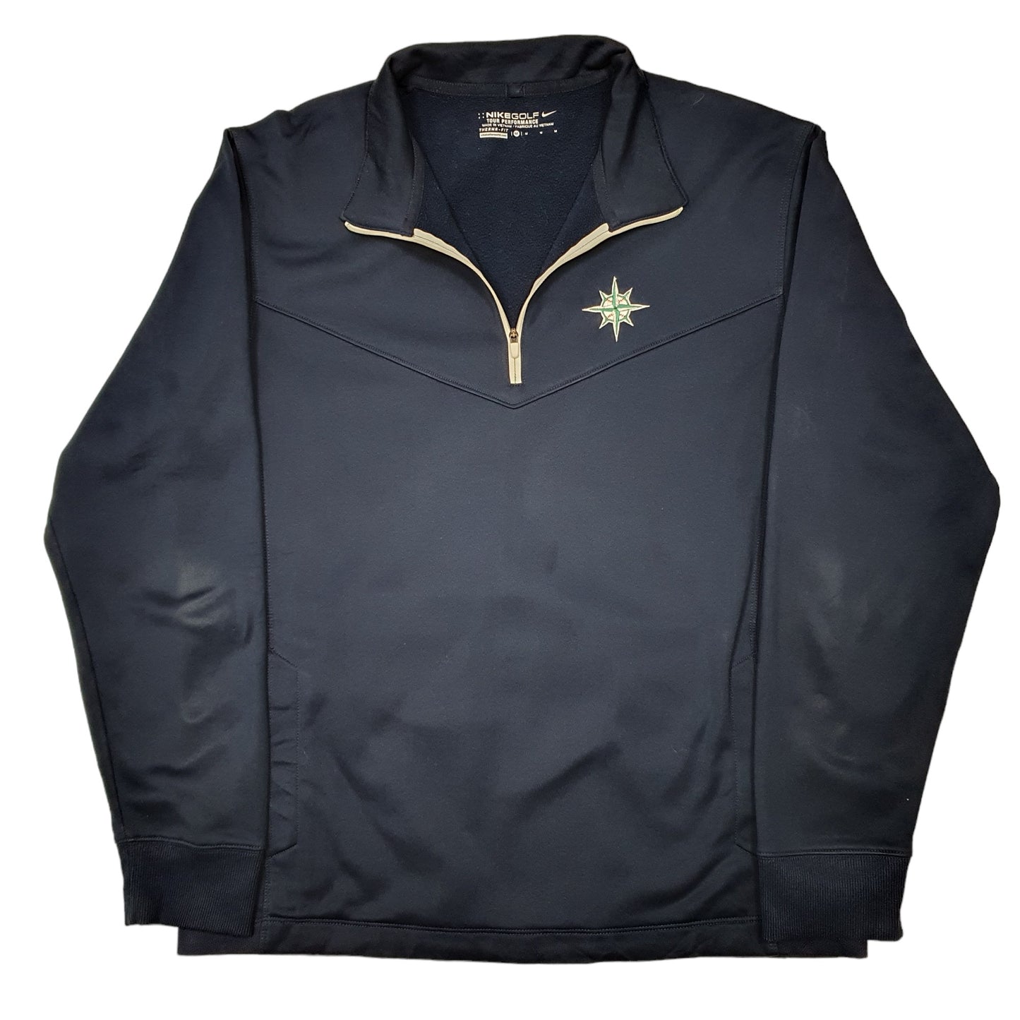 Mens Navy Nike Active Golf Seattle Mariners Baseball Therma Fit Quarter Zip Jumper