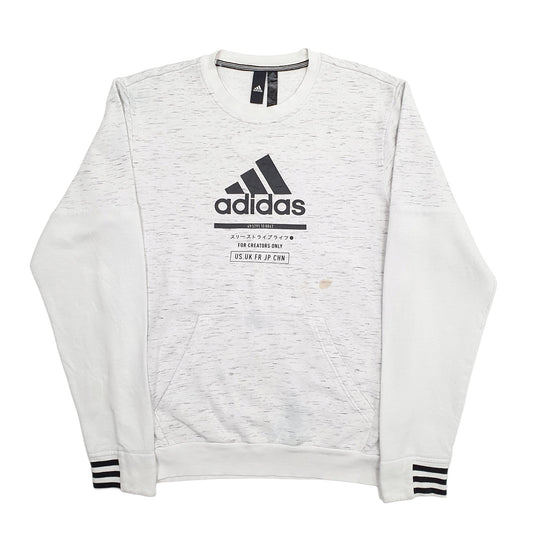 Mens White Adidas Crewneck Jumper