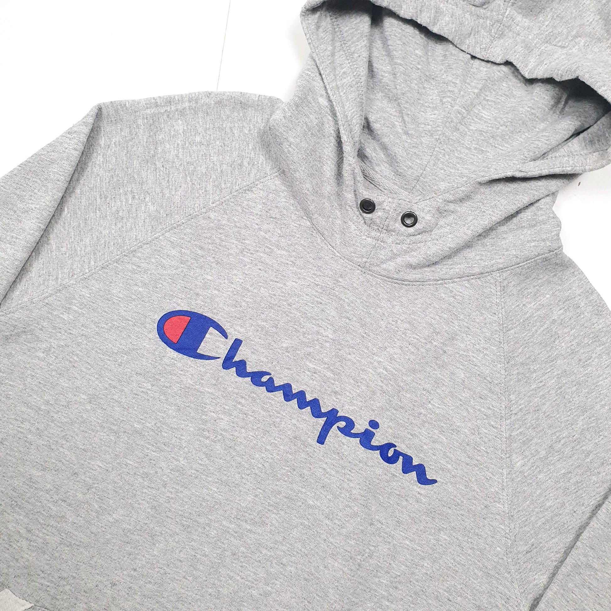 Champion Spellout Hoodie L Grey