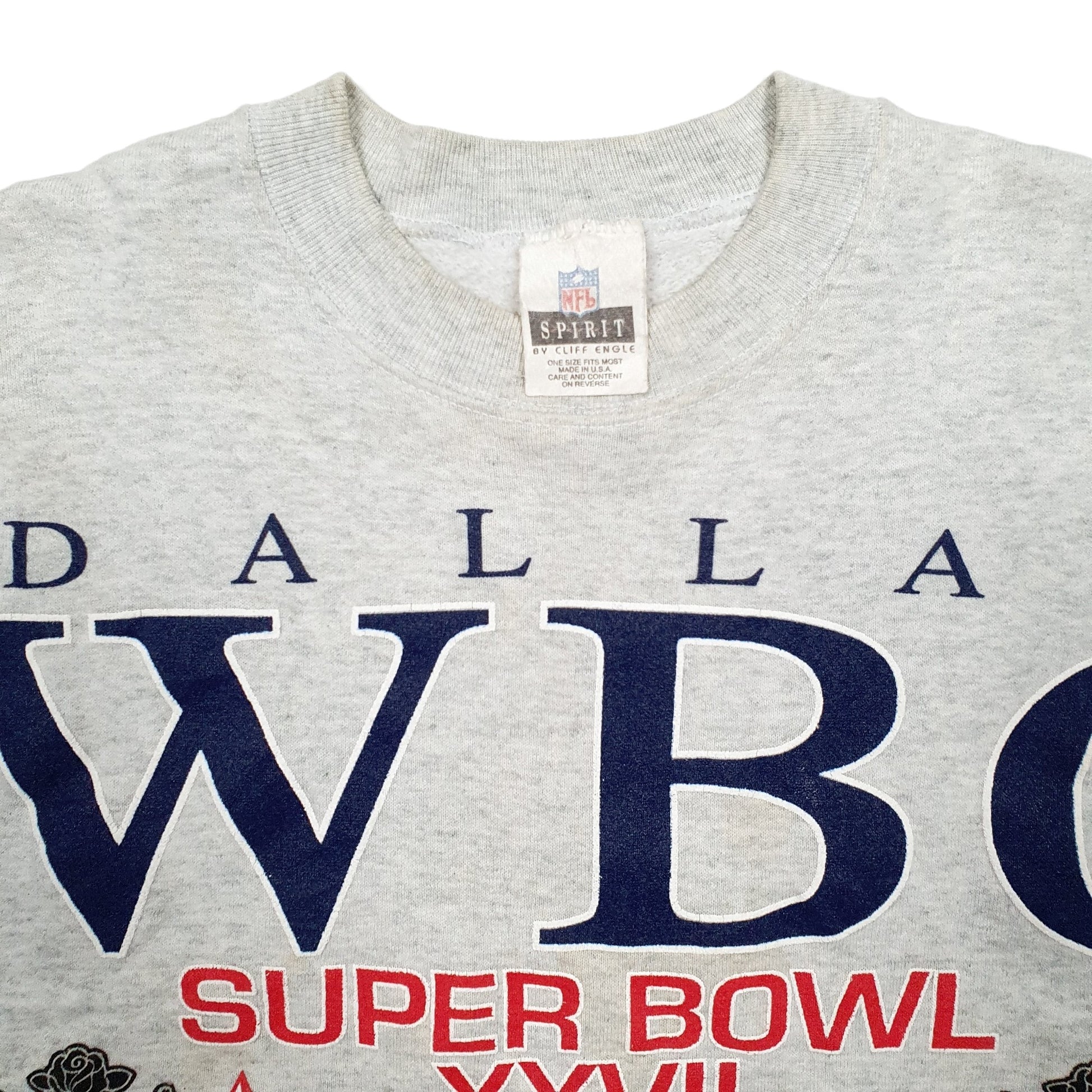 Mens Grey NFL Super Bowl Dallas Cowboys Football 1993 Crewneck Jumper