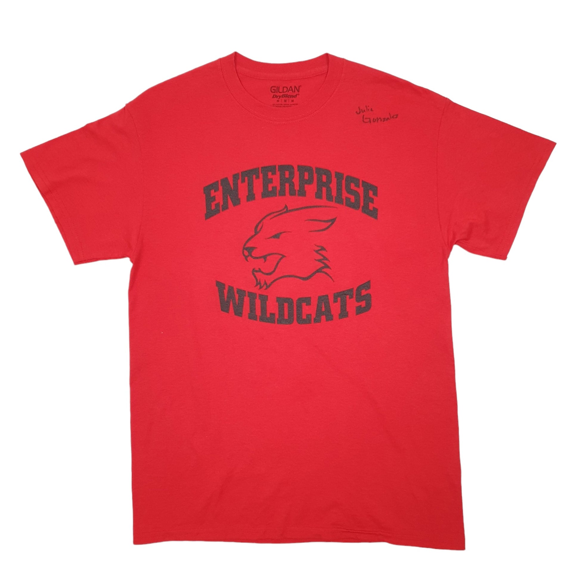 Gildan Enterprise Wildcats Baseball Short Sleeve T Shirt Red