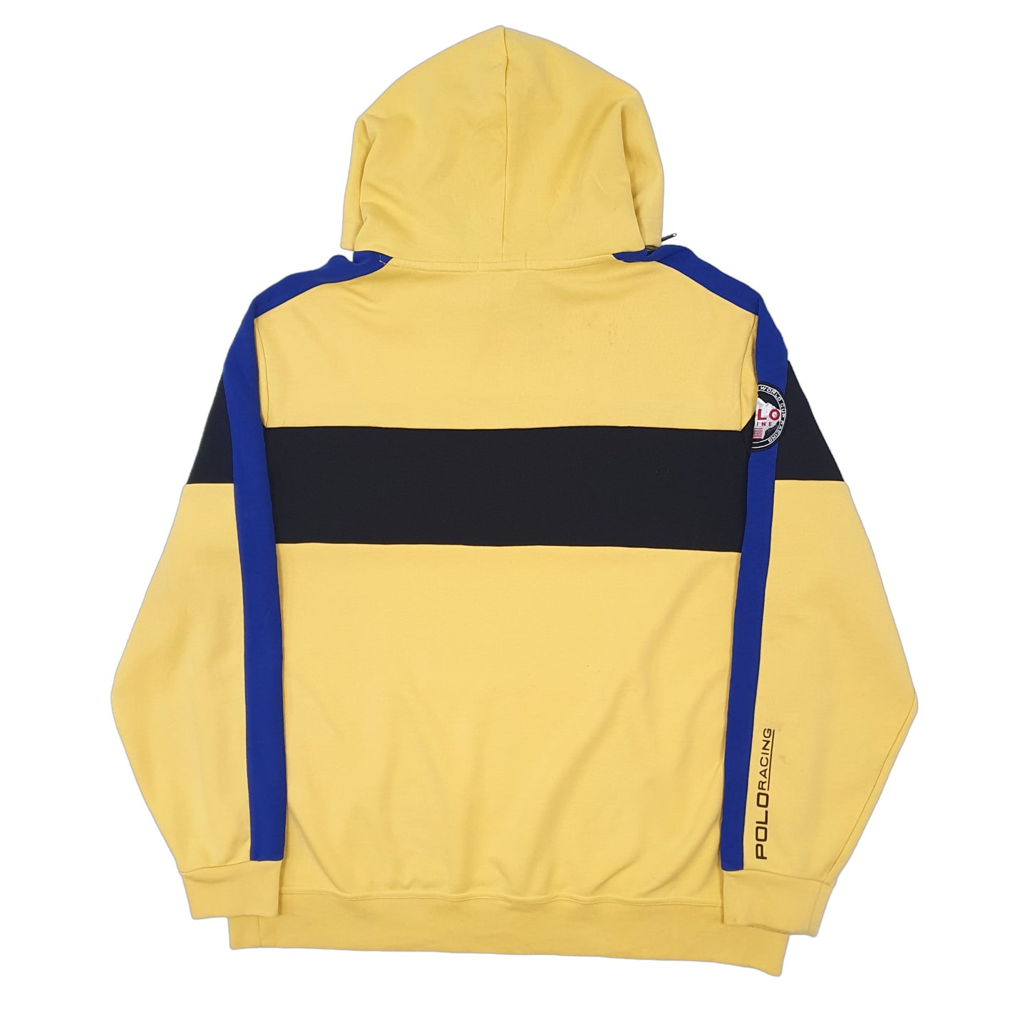 Mens Yellow Polo Ralph Lauren Alpine World Cup Racing Spellout Hoodie Jumper