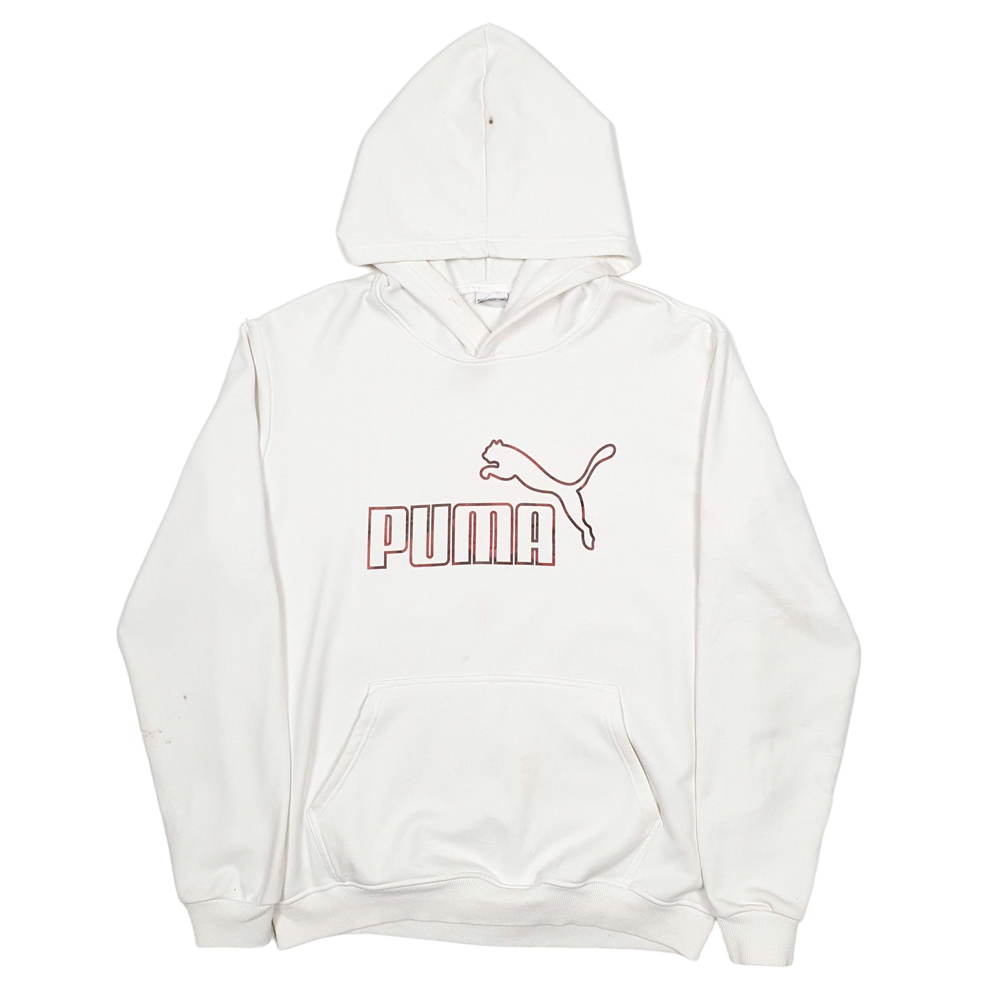 Mens White Puma Spellout Hoodie Jumper