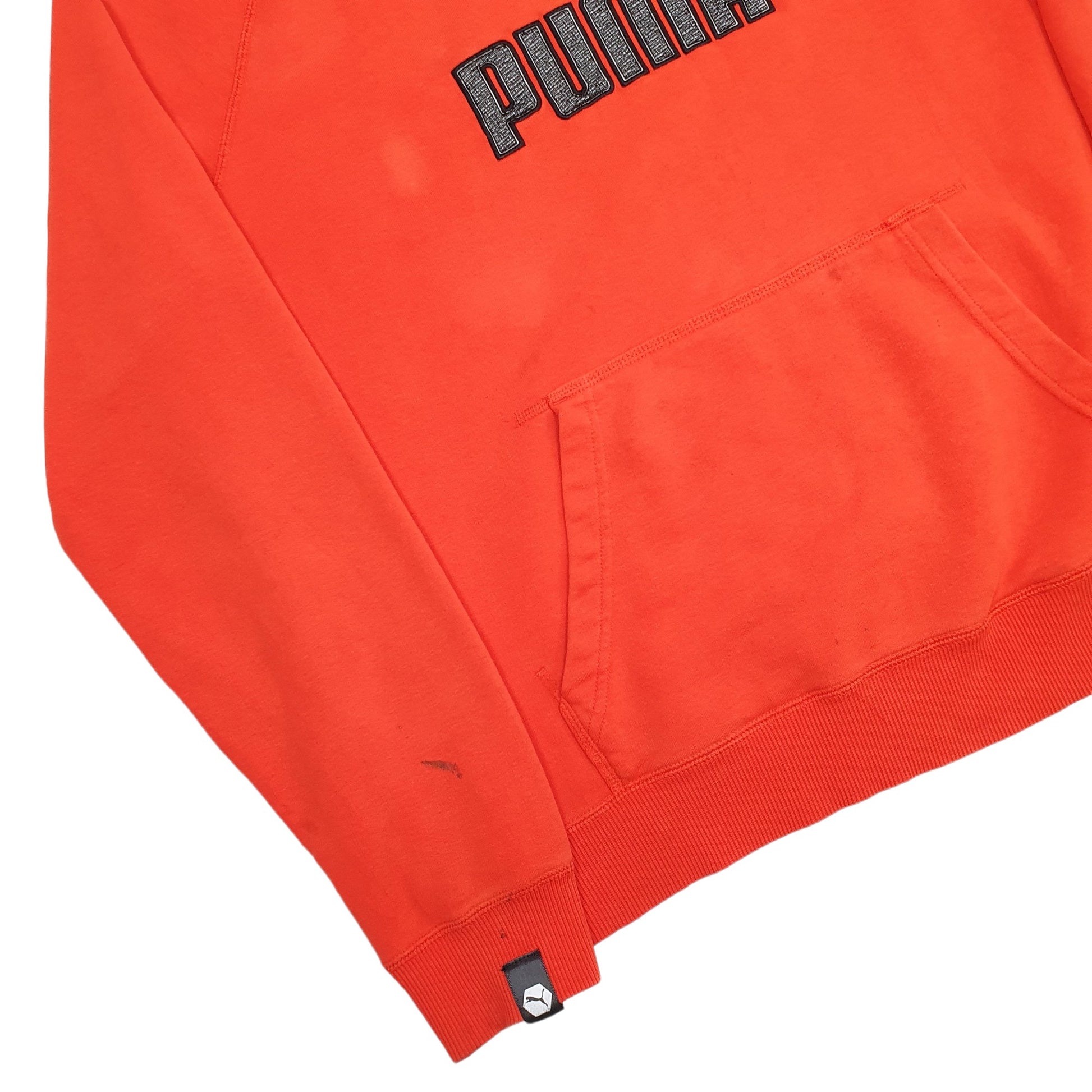 Mens Orange Puma Spellout Hoodie Jumper