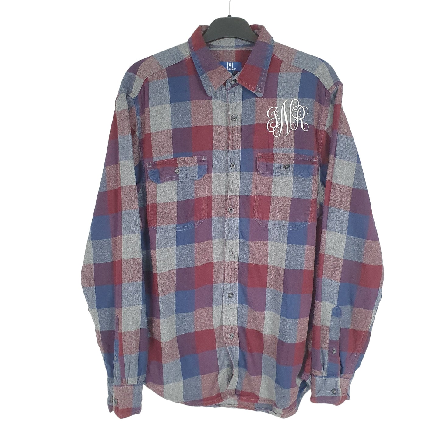 George Long Sleeve Regular Fit Check Flannel Shirt Shacket Blue