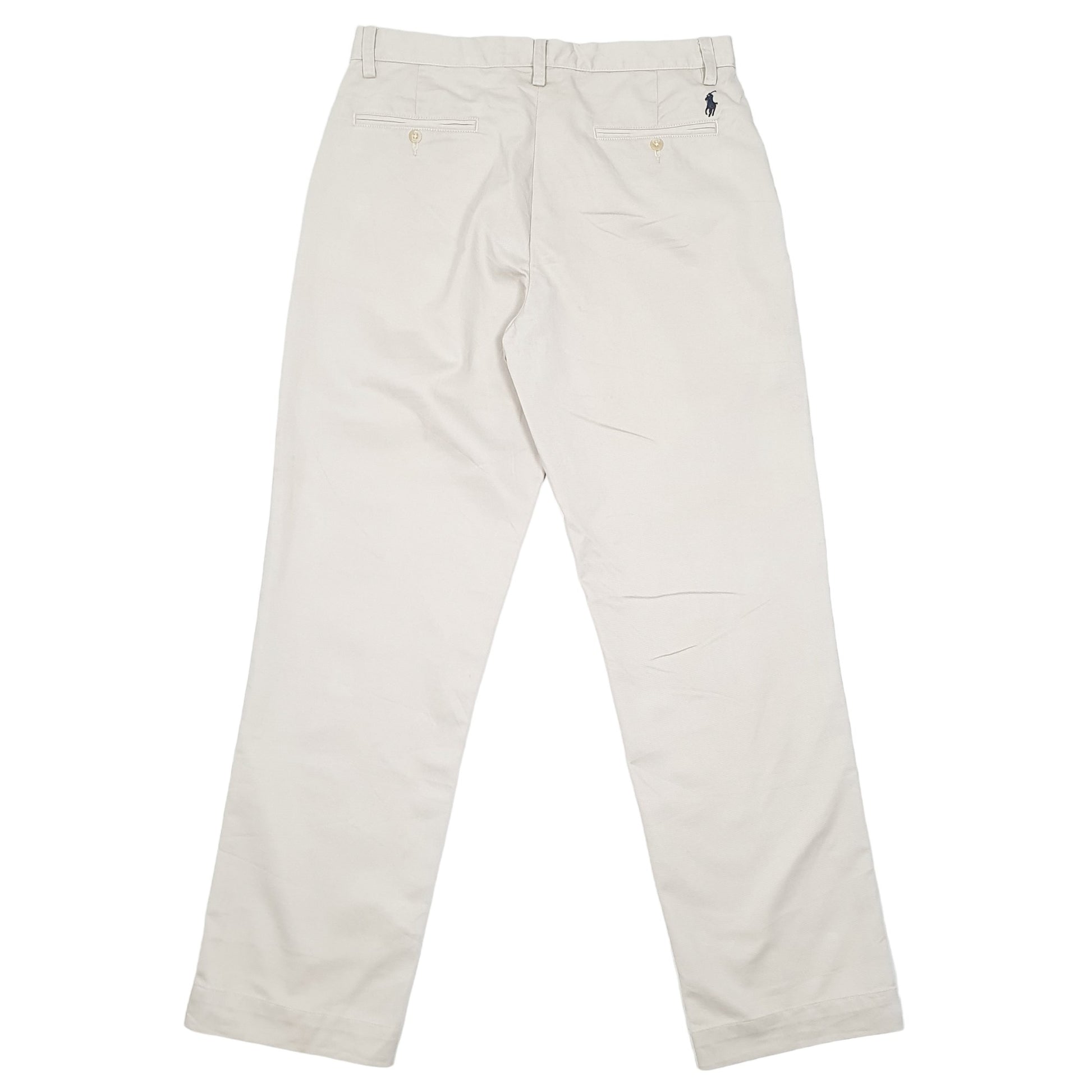 Mens Beige Polo Ralph Lauren Preston Pant Flat Front Chino Trousers