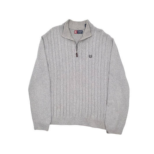 Chaps Cable Knit Quarter Zip XL Grey