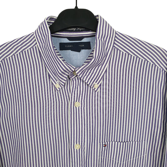 Tommy Hilfiger Long Sleeve Regular Fit Pinstripe Shirt Purple