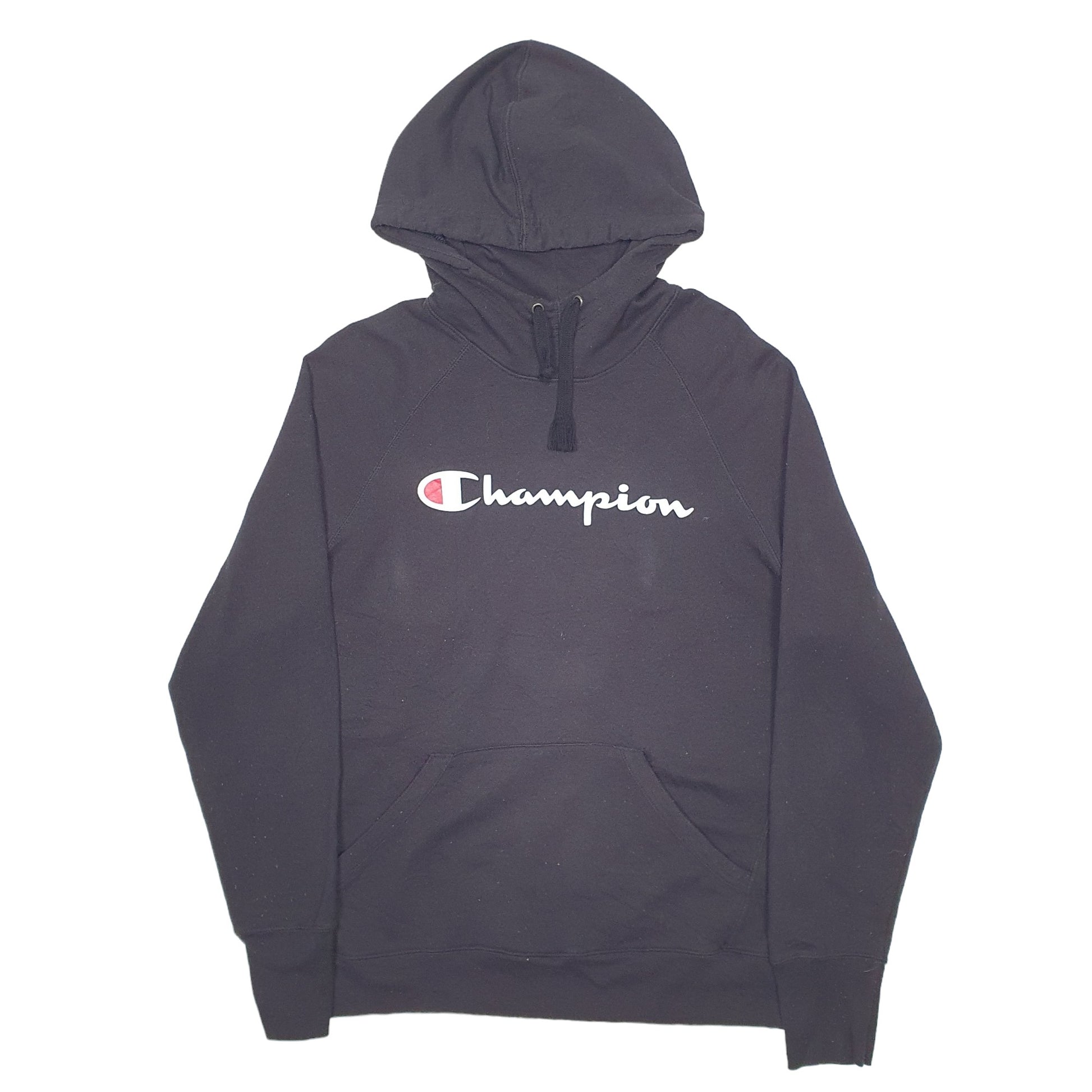 Womens Black Champion Spellout Hoodie Jumper