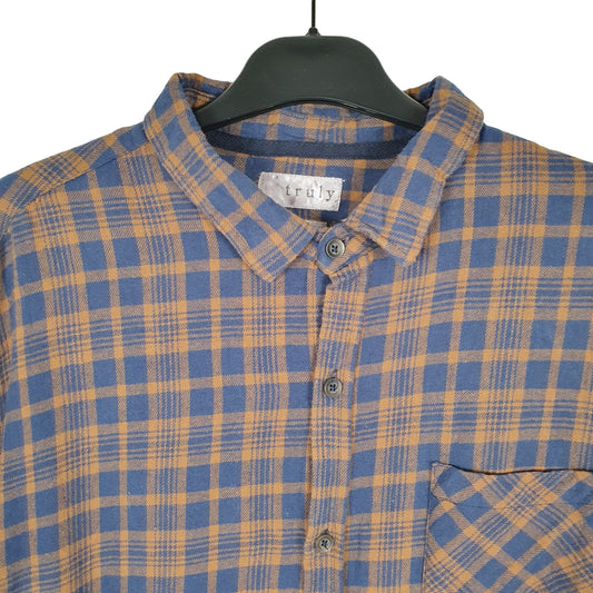 Truly Flannel Shacket Long Sleeve Regular Fit Check Shirt Brown