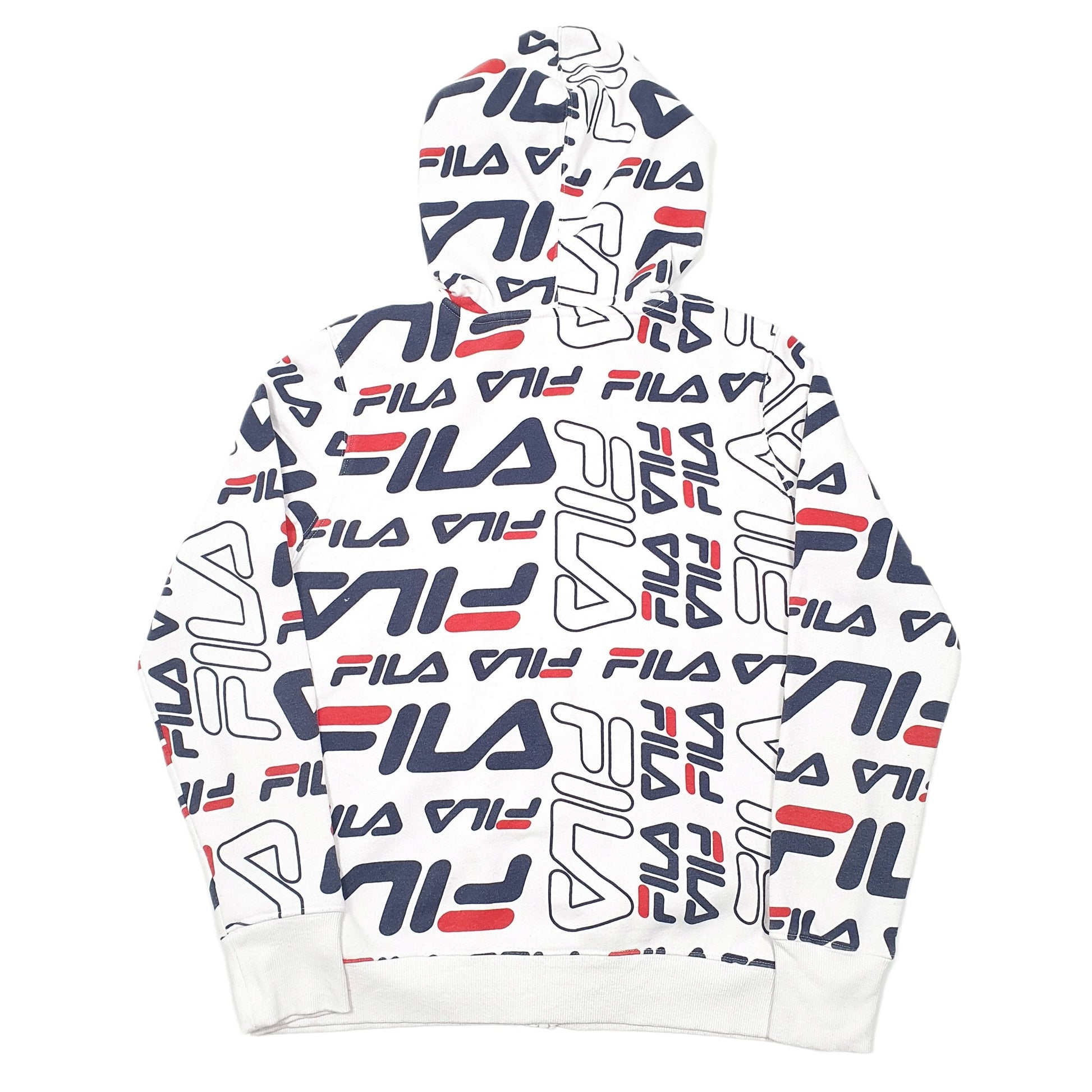 Mens White Fila Hoodie Full Zip Jumper