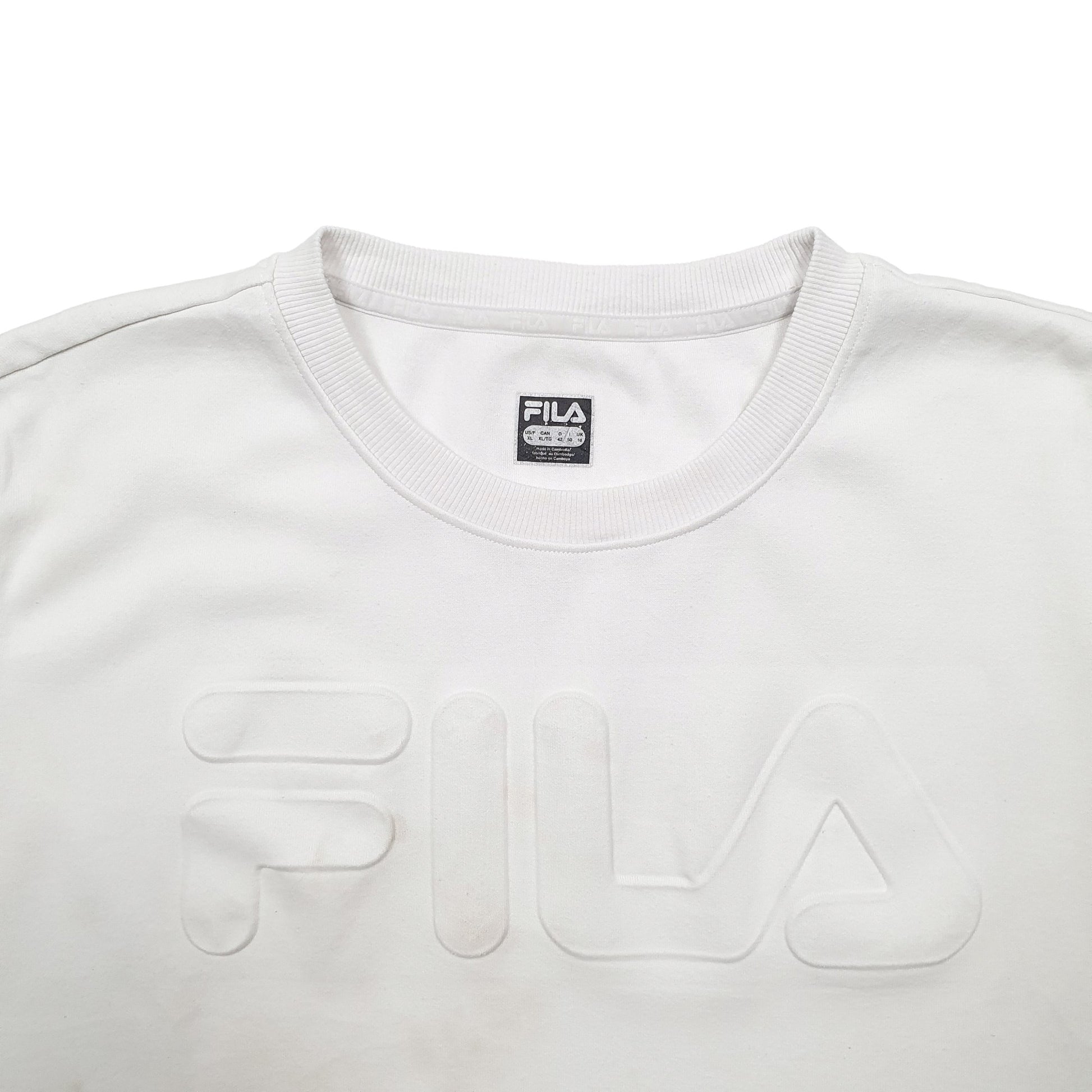 Womens White Fila Spellout Crewneck Jumper