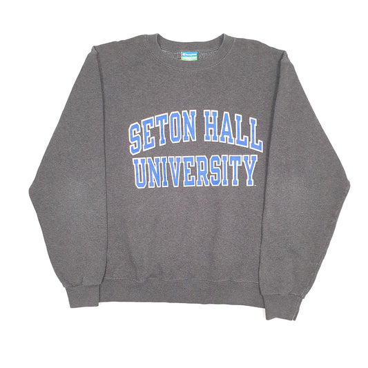 Mens Grey Champion Eco Fleece USA College Crewneck Jumper