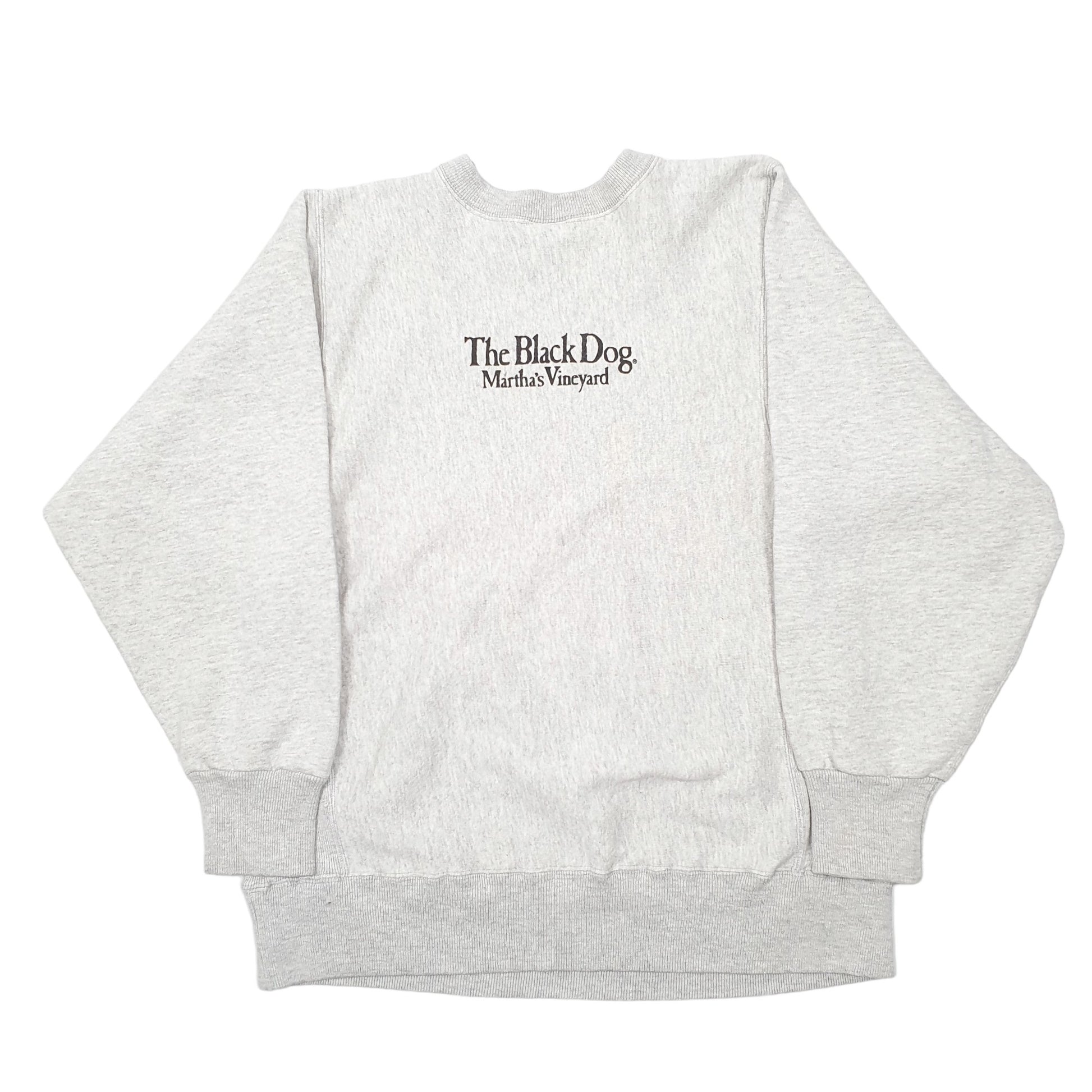 Mens Grey Kellsport Reverse Weave Made In USA Black Dog Vinyard Crewneck Jumper