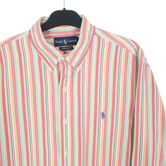 Ralph Lauren Long Sleeve Custom Fit Striped Shirt Pink