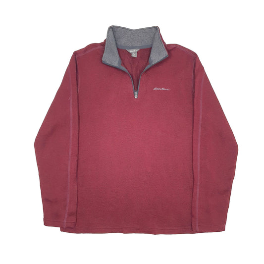 Eddie Bauer Quarter Zip Fleece L Burgundy
