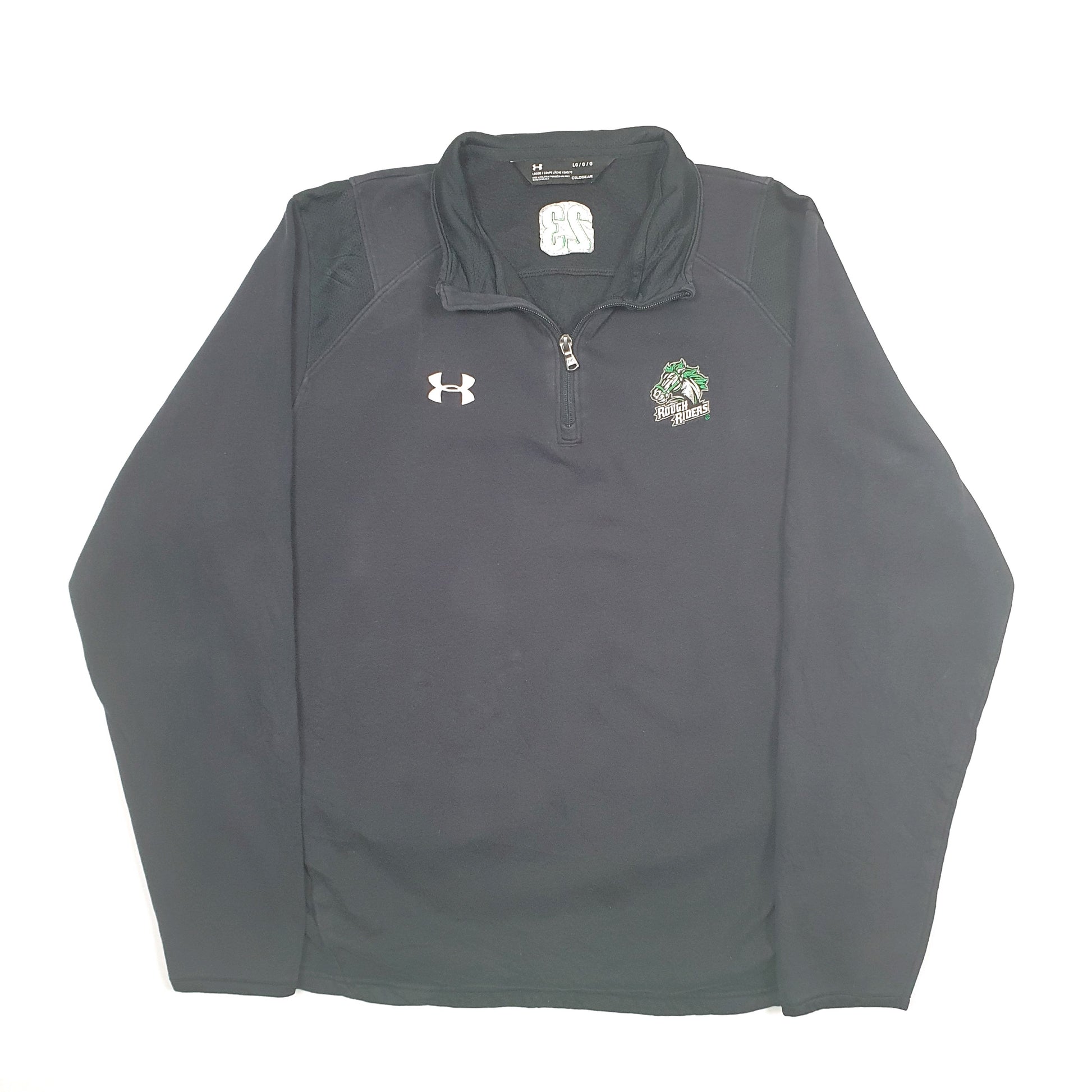 Under Armour Rough Riders team logo. Quarter Zip L Black