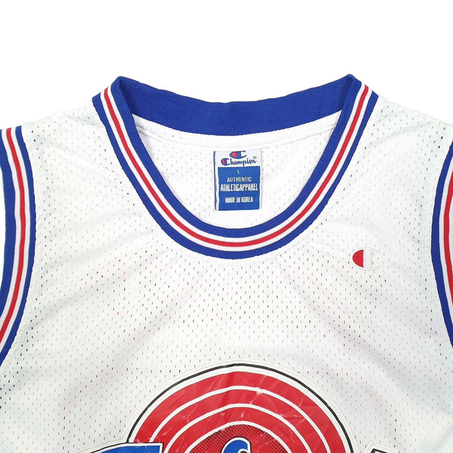 Mens White Champion Space Jam Tune Squad Bill Murray Movie Basketball Jersey Short Sleeve T Shirt