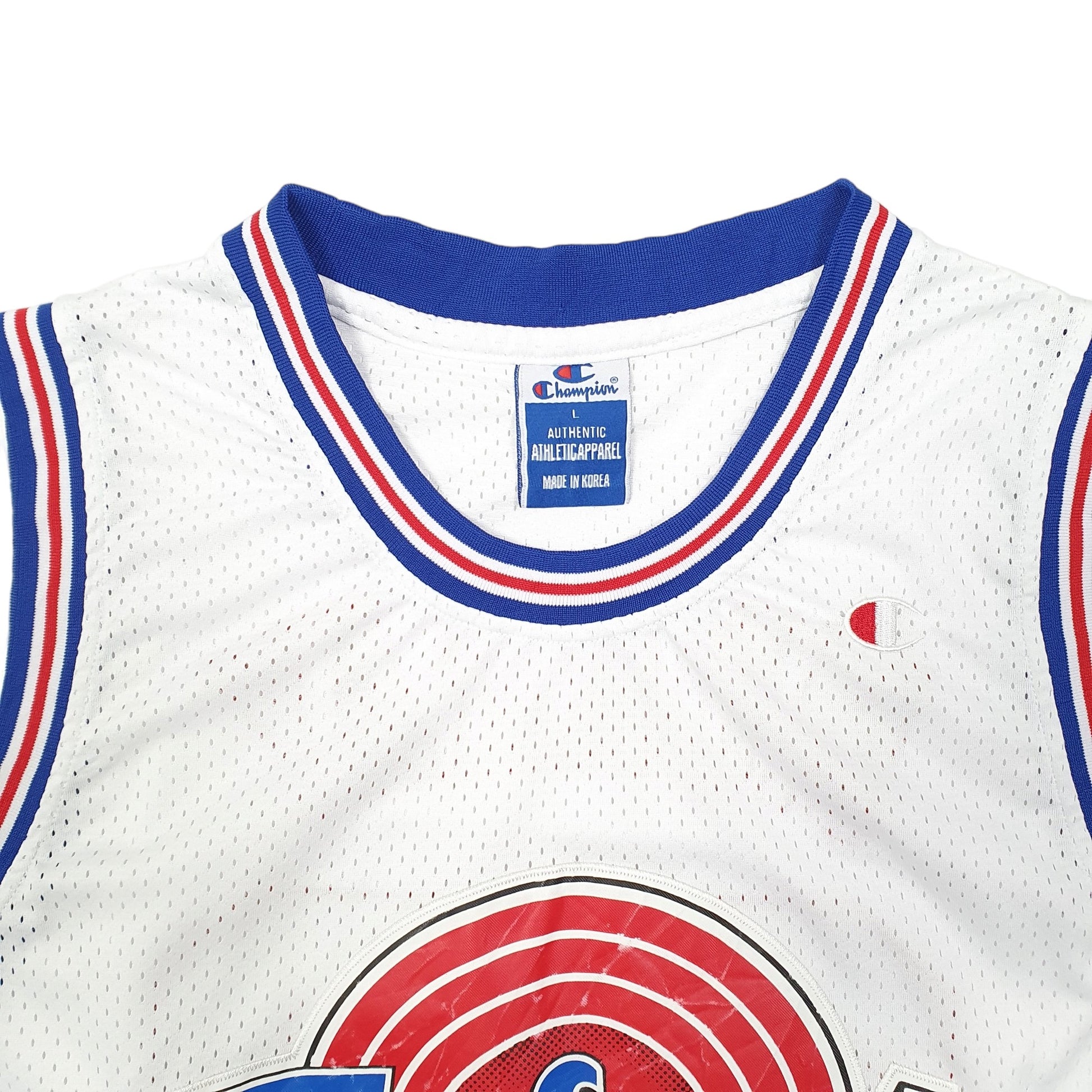 Mens White Champion Space Jam Tune Squad Bill Murray Movie Basketball Jersey Short Sleeve T Shirt