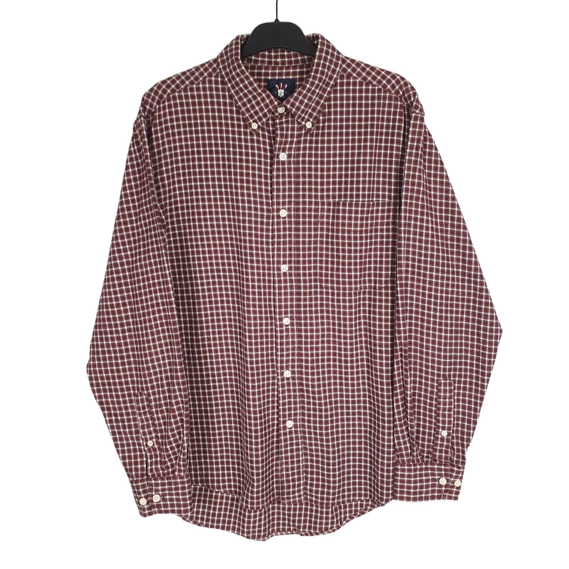 Ivy Crew Flannel Shacket Long Sleeve Regular Fit Check Shirt Burgundy