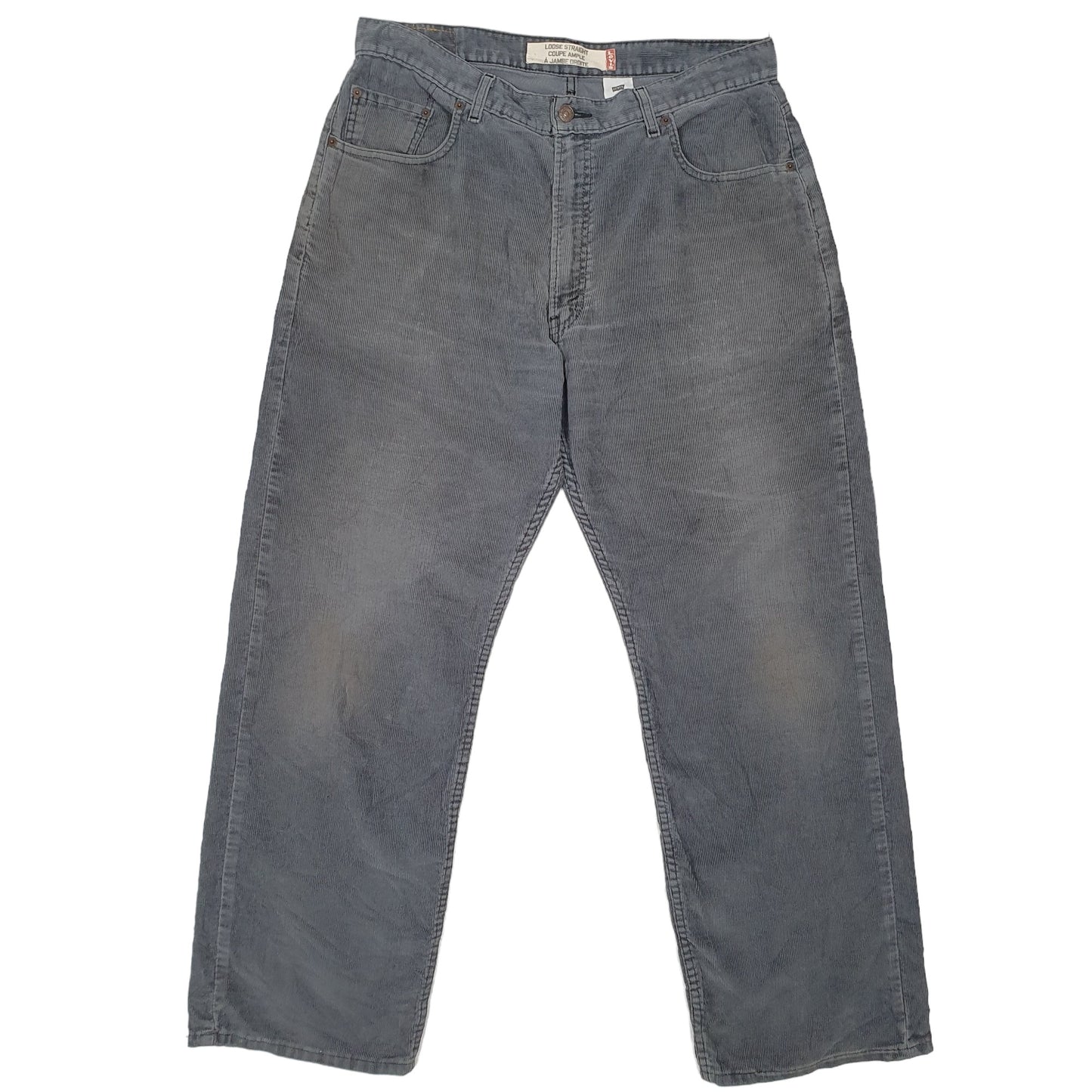 Mens Grey Levis 569 Straight Corduroy Trousers