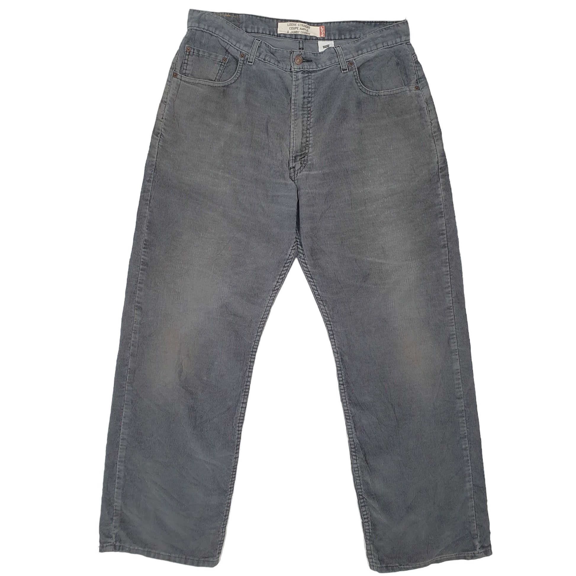 Mens Grey Levis 569 Straight Corduroy Trousers