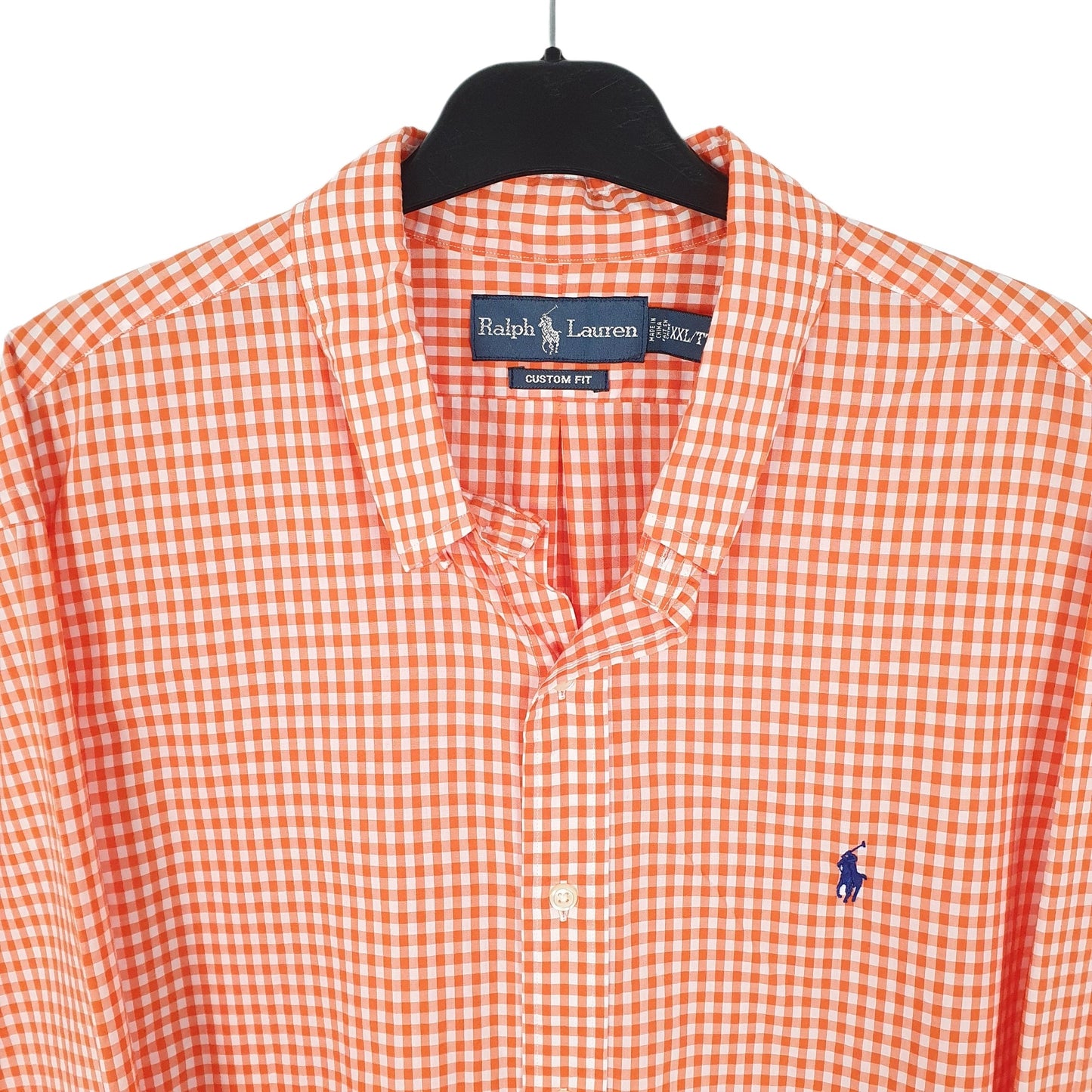 Ralph Lauren Long Sleeve Custom Fit Gingham Shirt Orange