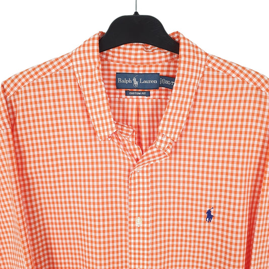 Ralph Lauren Long Sleeve Custom Fit Gingham Shirt Orange