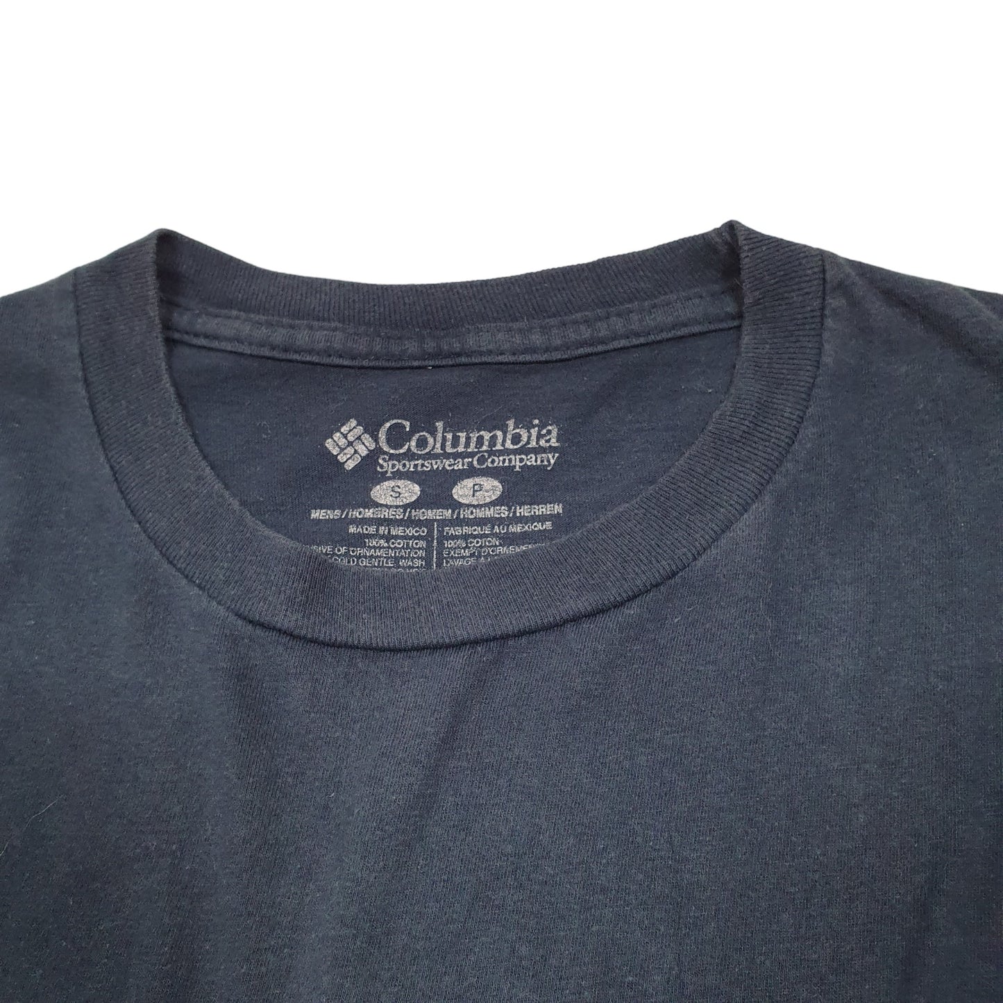 Mens Navy Columbia Sportswear USA Flag Outdoors Short Sleeve T Shirt