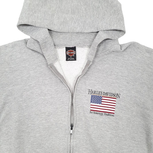 Mens Grey Harley Davidson St Paul Hoodie Motorcycles USA Full Zip Jumper
