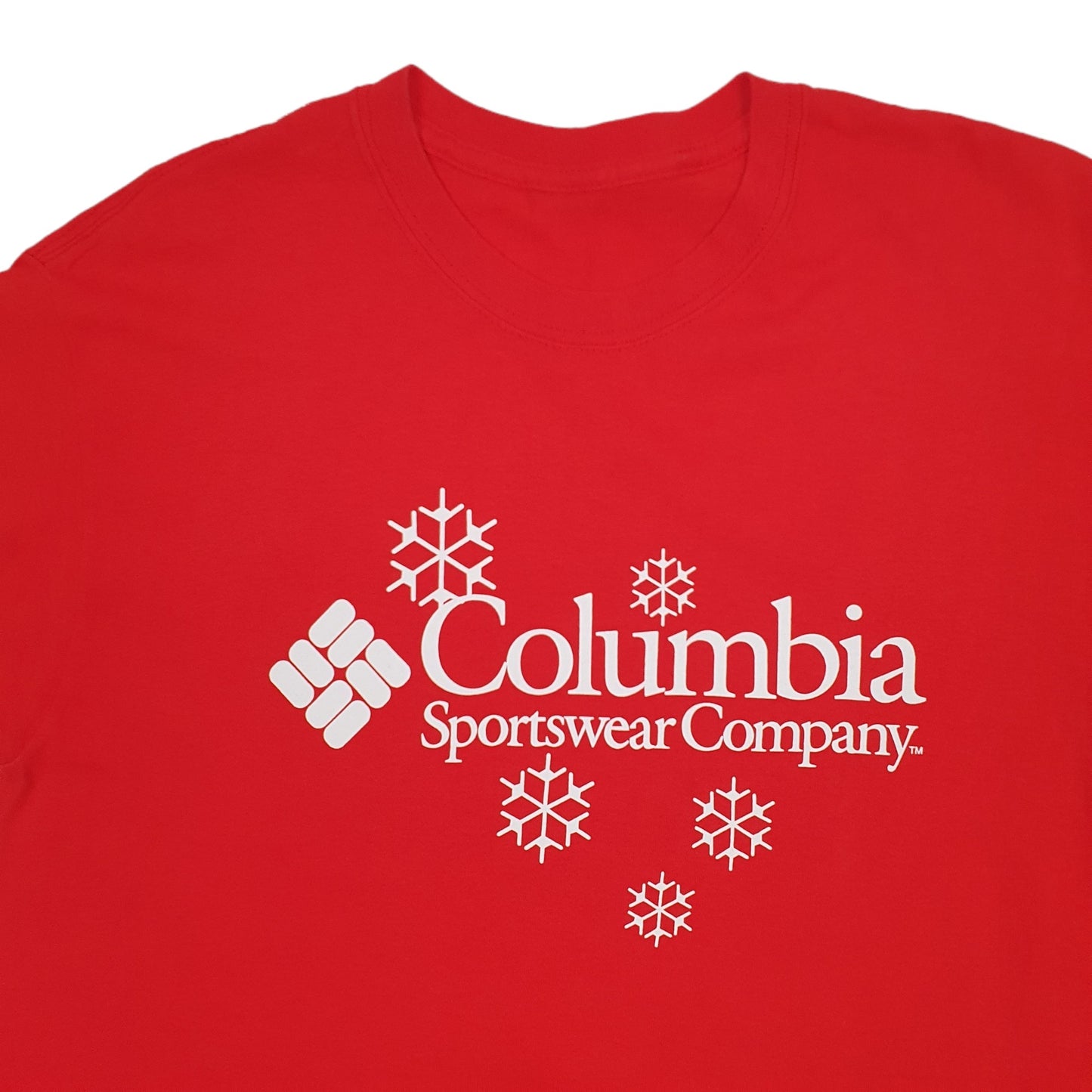 Mens Red Columbia Sportswear Staff Christmas Short Sleeve T Shirt