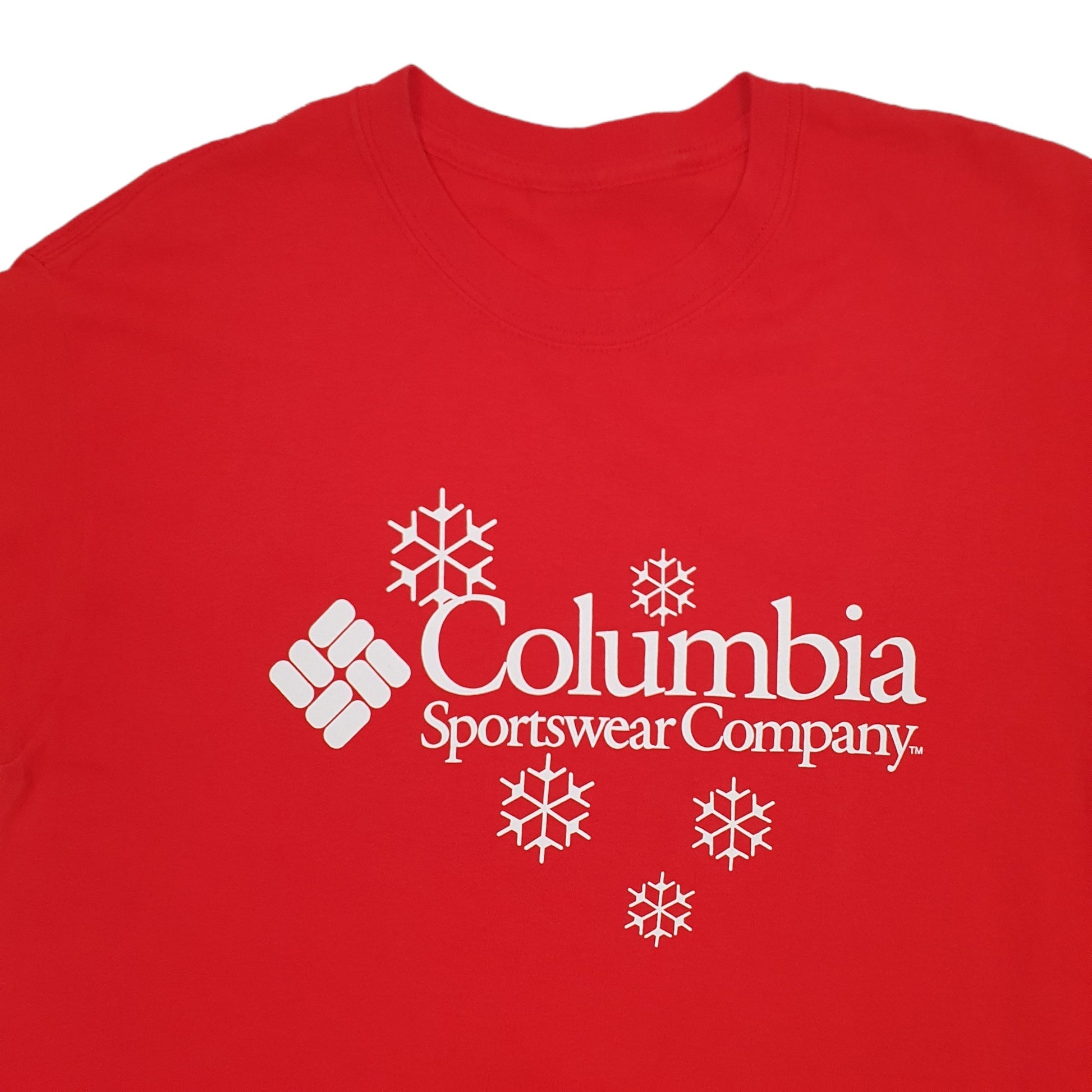 Mens Red Columbia Sportswear Staff Christmas Short Sleeve T Shirt