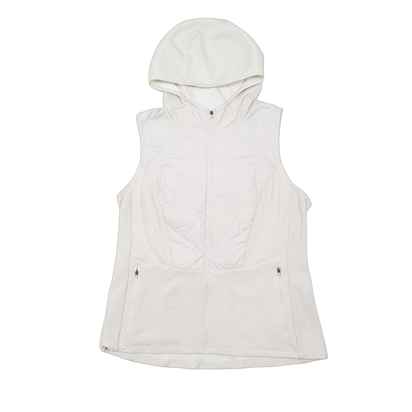 Womens Cream The North Face Hoodie Quilted Flashdry Gilet Jumper
