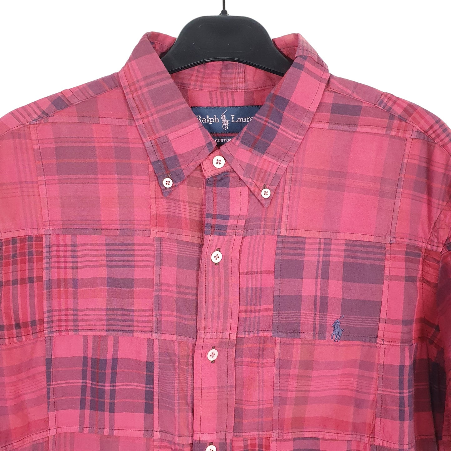 Ralph Lauren Short Sleeve Custom Fit Check Shirt Burgundy