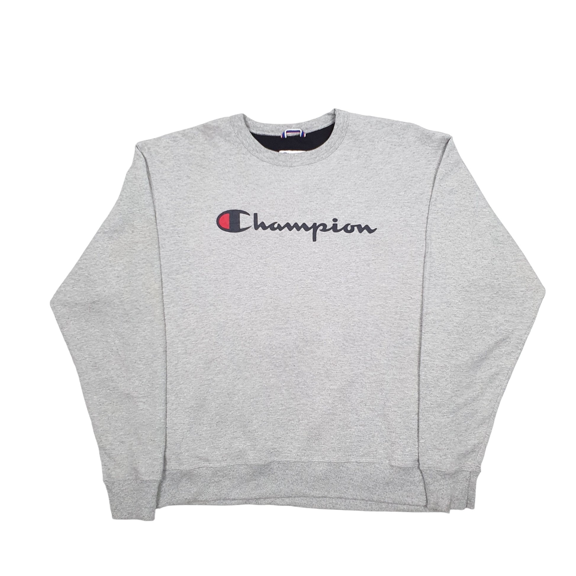 Mens Grey Champion Spellout Crewneck Jumper