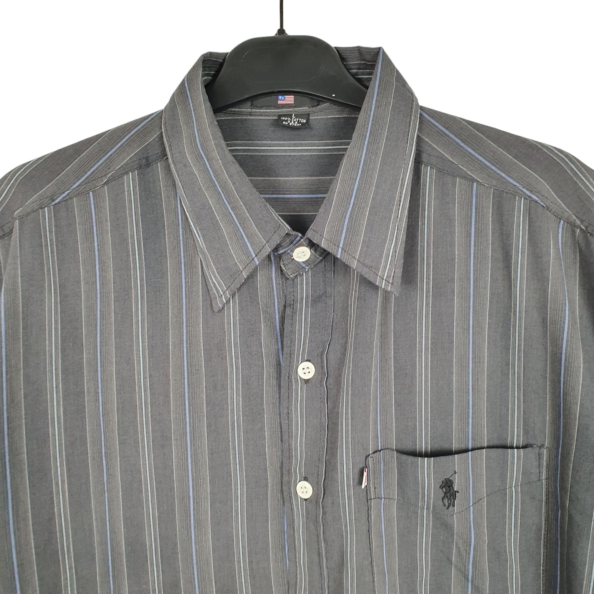 Ralph Lauren Short Sleeve Regular Fit Pinstripe Shirt Black