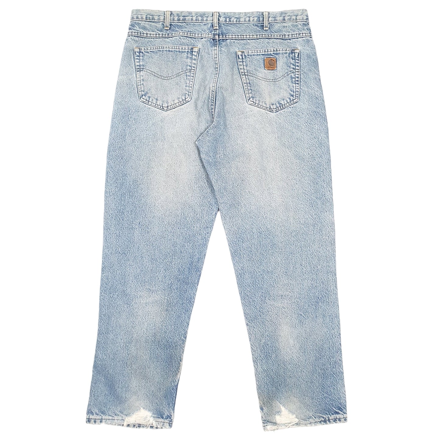 Mens Blue Carhartt Lined Insulated Winter Thermal Carpenter JeansW38 L32