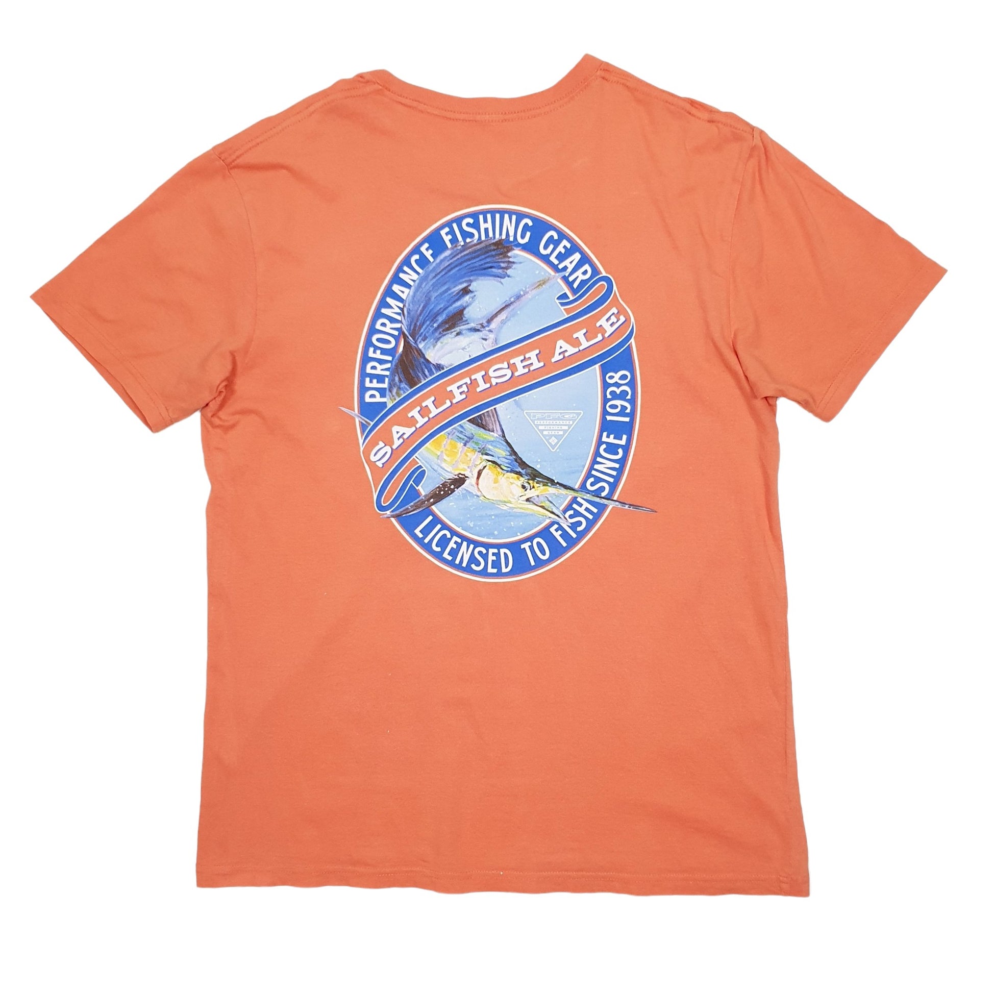Mens Orange Columbia Sportswear Performance Fishing Gear PFG Short Sleeve T Shirt