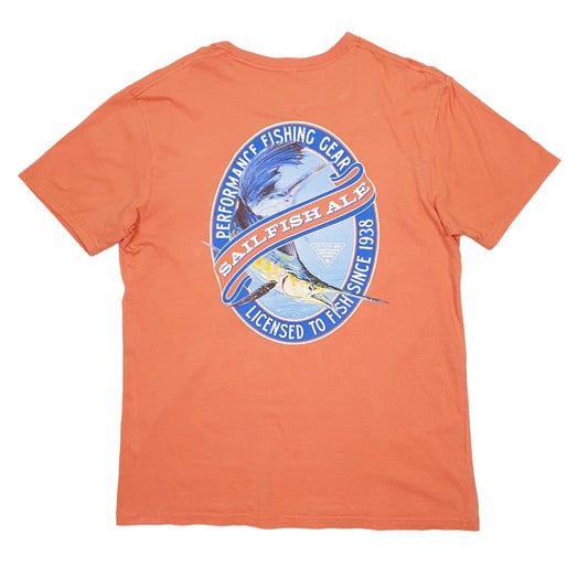 Mens Orange Columbia Sportswear Performance Fishing Gear PFG Short Sleeve T Shirt