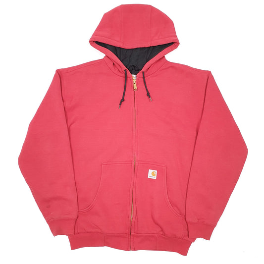 Mens Red Carhartt Hoodie Thermal Lined Full Zip Jumper