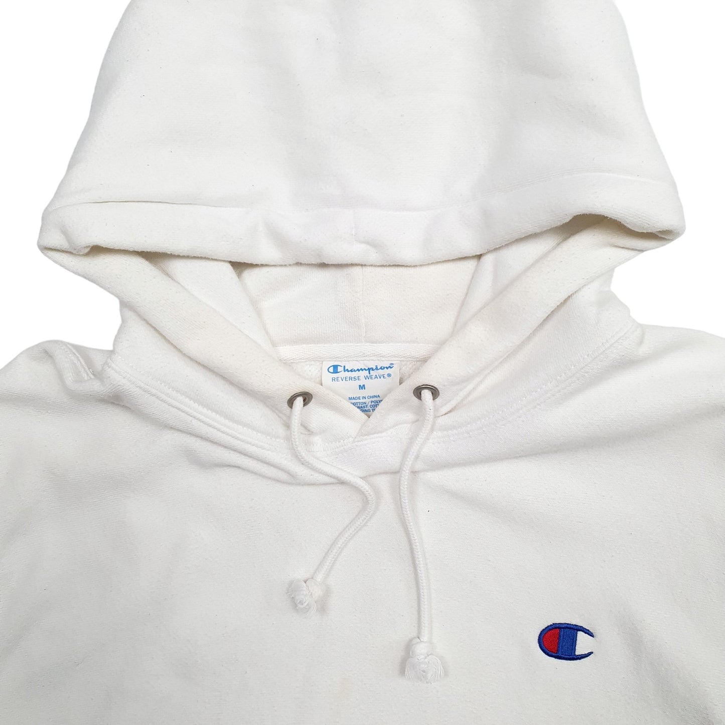 Mens White Champion Reverse Weave Hoodie Jumper