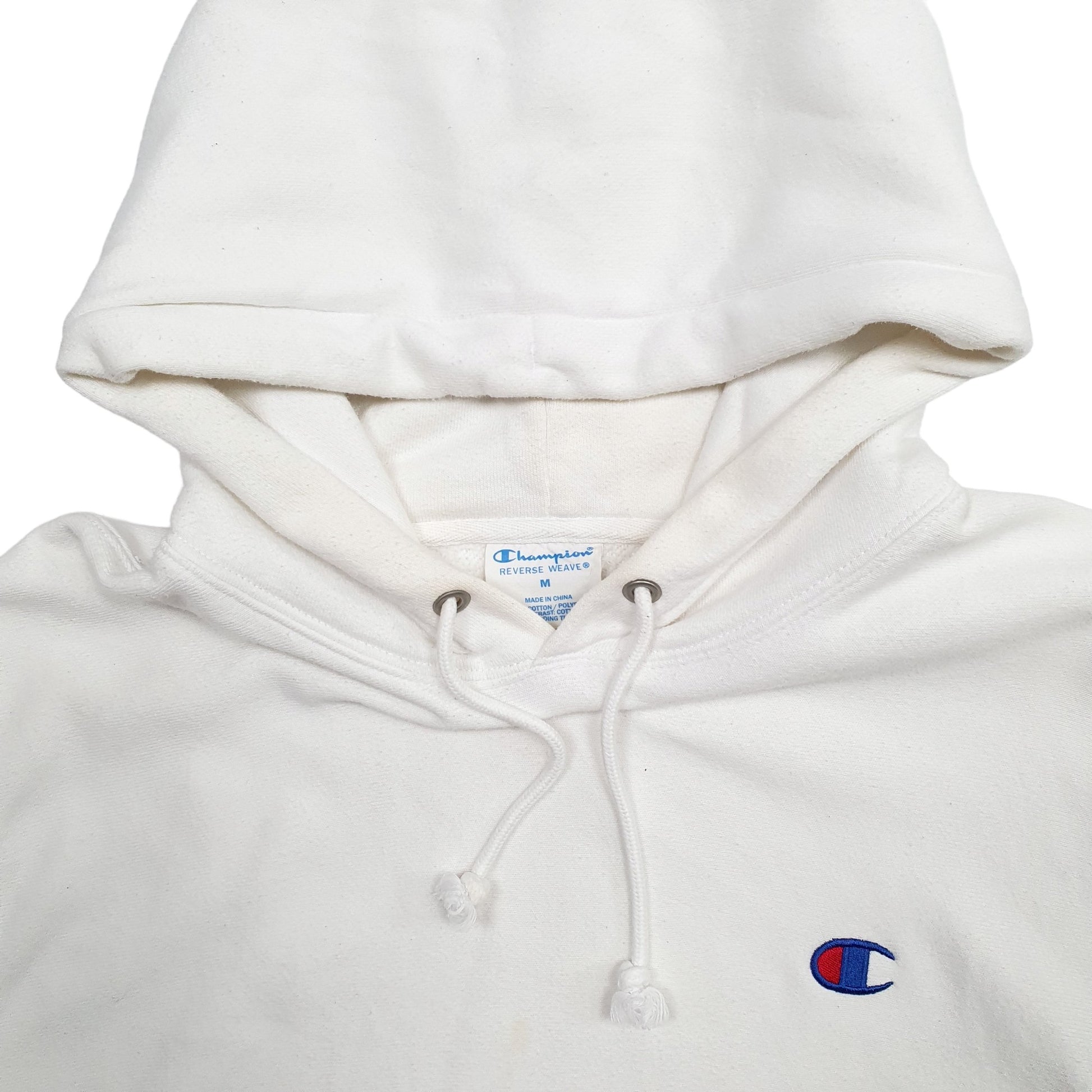 Mens White Champion Reverse Weave Hoodie Jumper