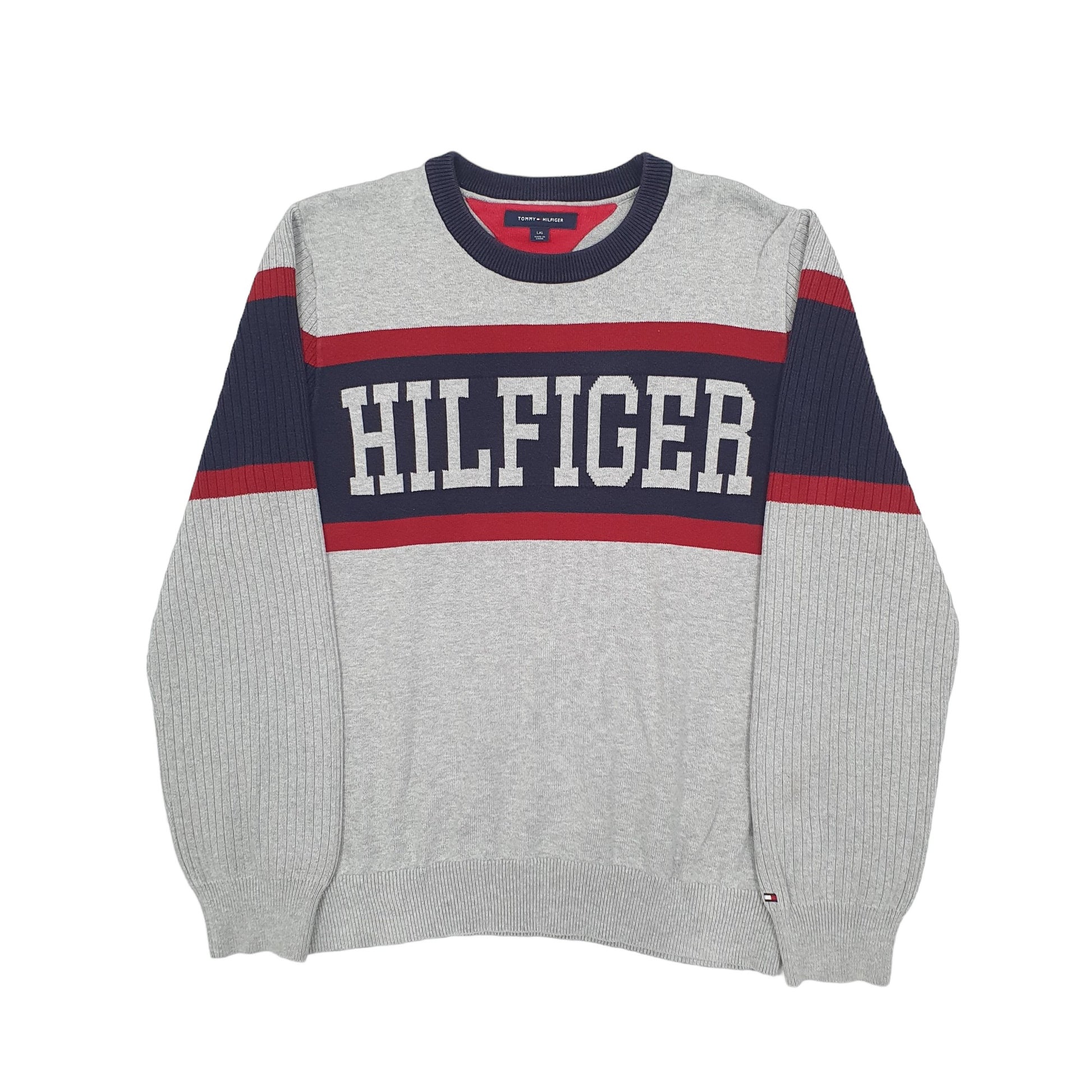 Tommy Hilfiger Spellout Knit Crewneck M Grey