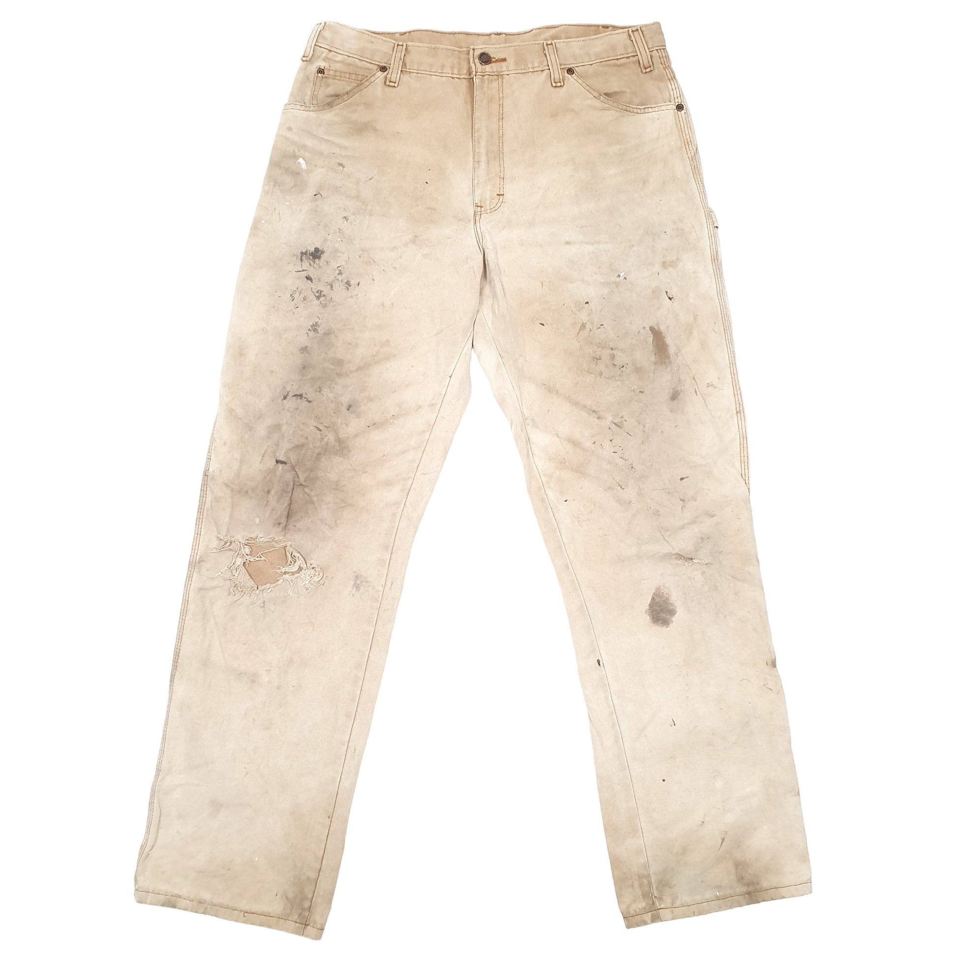 Mens Beige Dickies  Carpenter Trousers