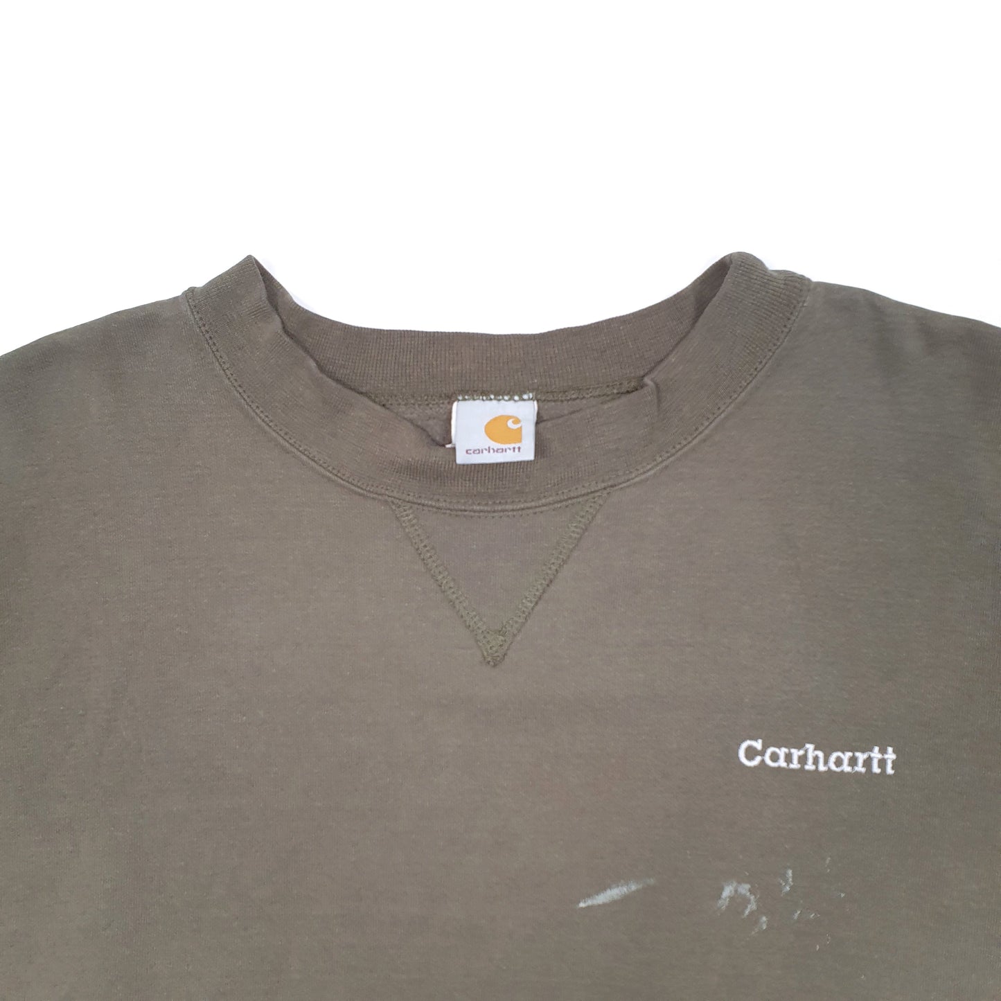 Mens Khaki Carhartt Spellout Workwear Crewneck Jumper