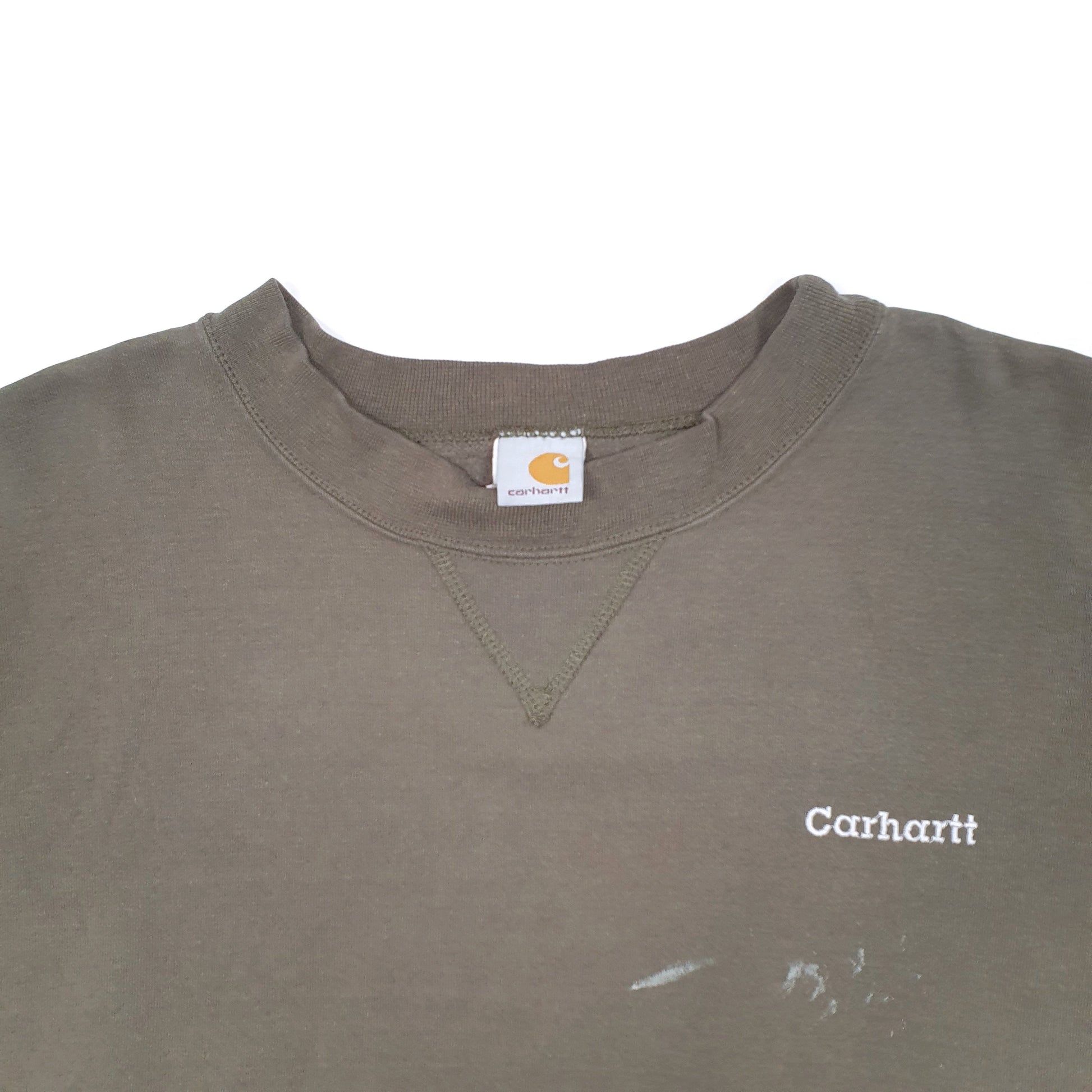 Mens Khaki Carhartt Spellout Workwear Crewneck Jumper