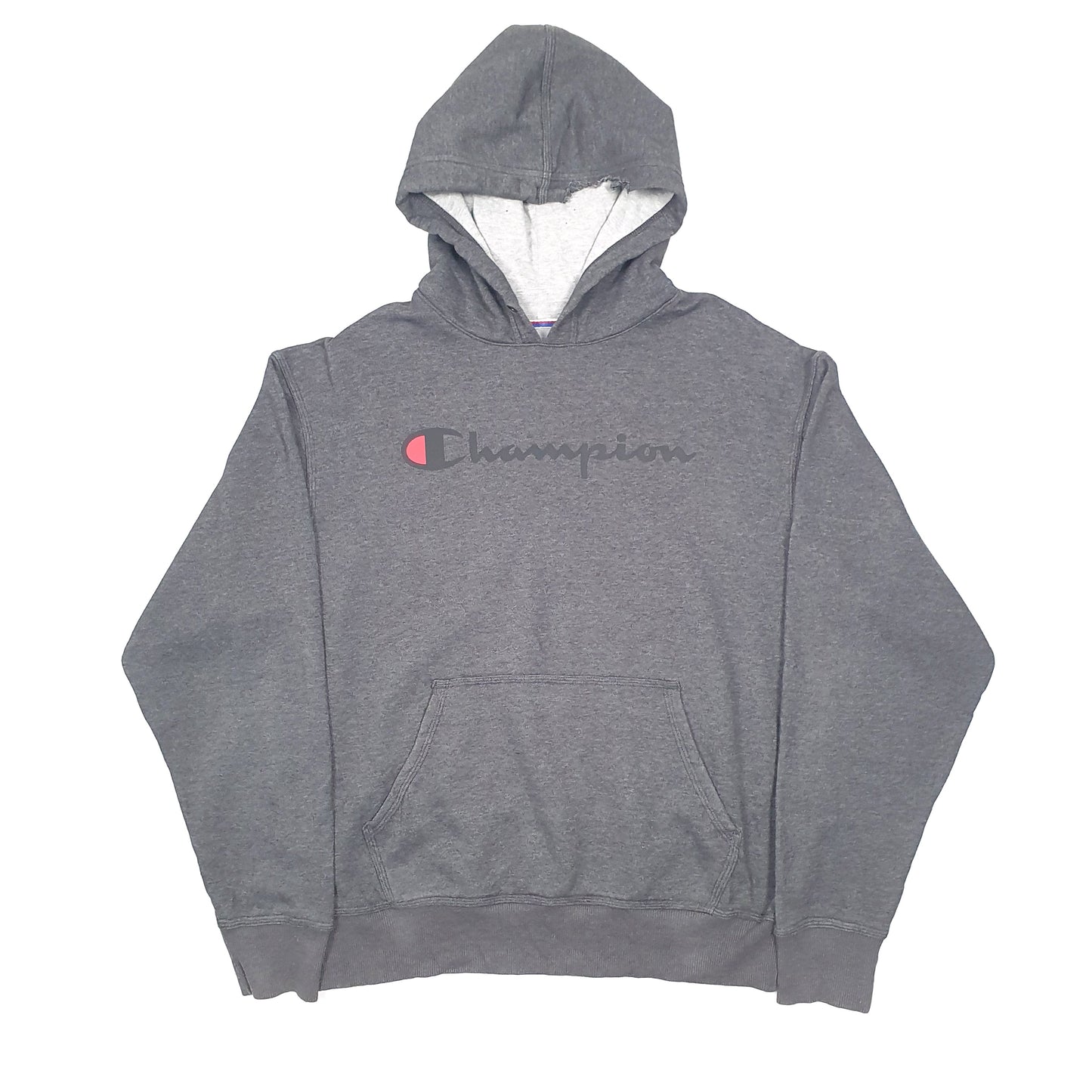 Champion Spellout Hoodie L Grey