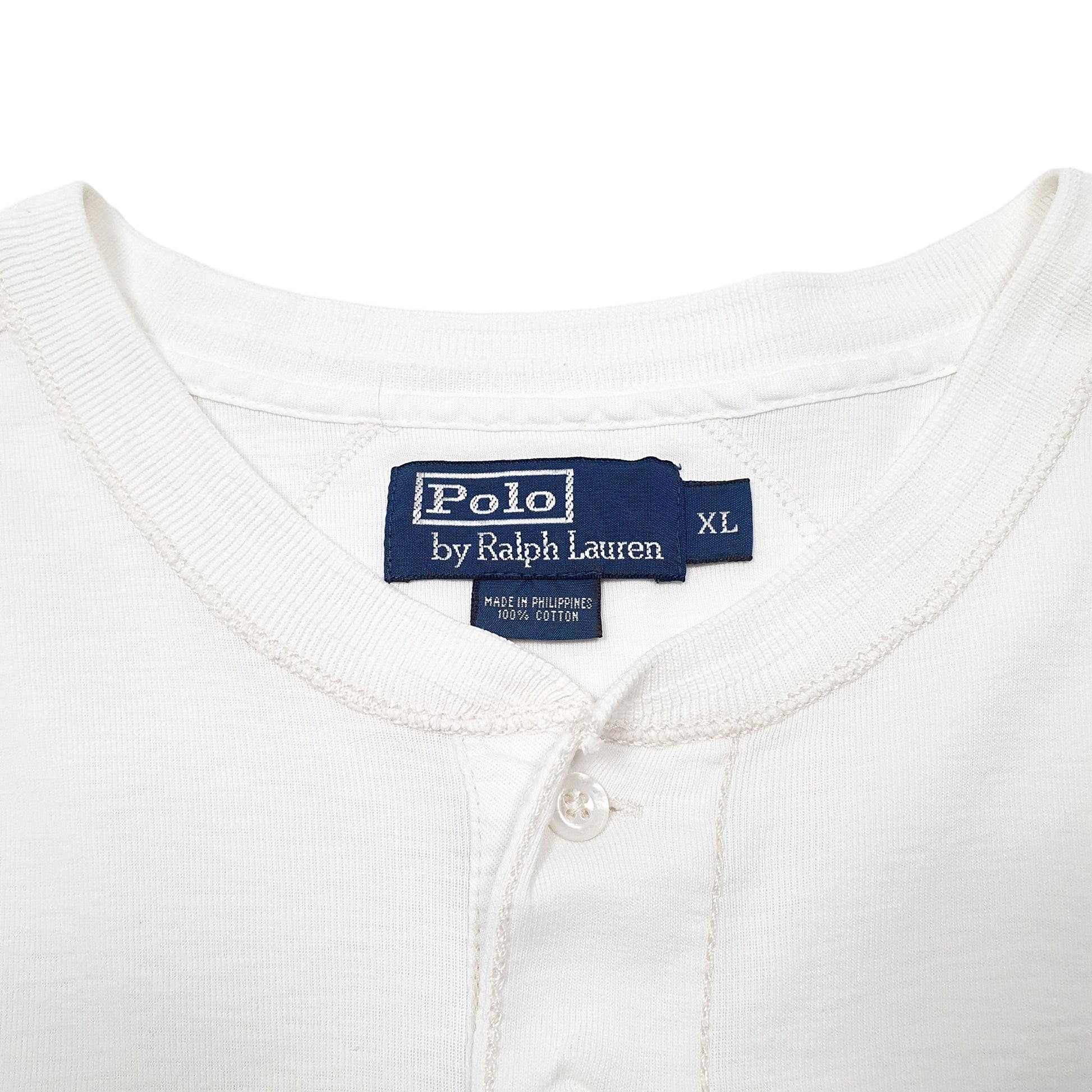 Mens White Polo Ralph Lauren Henley Short Sleeve T Shirt